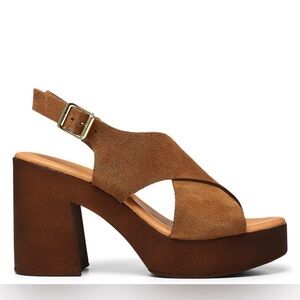 Donald J. Pliner Tan Suede Platform Heels